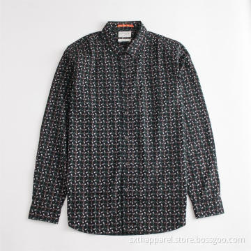 Cotton Long Sleeve Regular Chic Print Men's Shirt
